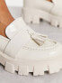 Glamorous chunky tassle loafers in off-white