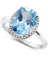 ფოტო #1 პროდუქტის Blue Topaz (3-3/4 ct. t.w.) & Diamond (1/8 ct. t.w.) Statement Ring in 14k White Gold