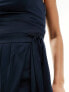 TFNC Bridesmaids one shoulder maxi dress with pleated detail in navy