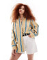 Фото #1 товара ASOS DESIGN oversized cotton shirt in tan stripe