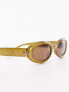 Topshop Tulip rounded oval sunglasses in olive Зеленый - фото #7