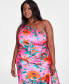 ფოტო #4 პროდუქტის Plus Size Printed Asymmetric-Neck One-Shoulder Dress