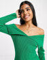 Фото #6 товара Miss Selfridge foldover rib knit dress in green