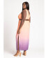 Plus Size Twist Front Sleeve Ombre Dress - Sunset