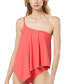 Фото #1 товара Women's Chain-Trim One-Shoulder Tankini Top