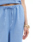 Фото #3 товара Vero Moda tie waist wide leg trouser co-ord in blue stripe