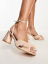 Glamorous Wide Fit mid heel sandals with bow in blush