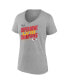 Women's Heather Gray Kansas City Chiefs Super Bowl LVIII Champions Iconic Victory V-Neck T-shirt