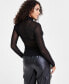 ფოტო #2 პროდუქტის Women's Sheer Mock-Neck Rhinestone Top, Created for Macy's