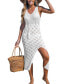 Women's Crochet Tassel Tie Side Slit Cover-Up Beach Dress