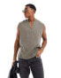 Фото #1 товара ASOS DESIGN relaxed fit sleeveless overhead basket texture shirt in grey