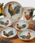 Floral Rooster Set of 4 Soup/Pasta Bowl 9"