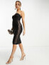 Фото #1 товара Vesper bandeau lace insert midi dress in black