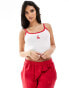 Фото #1 товара Kaiia cherry embroidered contrast vest top in white and red