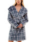 ფოტო #4 პროდუქტის Women's Plaid Shawl-Collar Wrap Robe