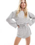 Фото #1 товара ASOS DESIGN long sleeve playsuit with channel waist and super short in grey