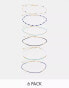 Фото #1 товара ASOS DESIGN pack of 6 anklets with eye and bead design