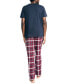 ფოტო #2 პროდუქტის Nauitica Men's 2-Pc. Classic-Fit Solid T-Shirt & Plaid Flannel Pajama Pants Set