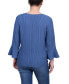 Petite 3/4 Bell Sleeve Textured Knit Top