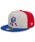 ფოტო #2 პროდუქტის Men's Cream, Royal New England Patriots 2023 Sideline Historic 9FIFTY Snapback Hat