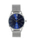 Фото #1 товара Часы Peugeot Men's 40mm Blue Dial Slim Case Stainless Steel Mesh Watch