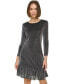 Фото #4 товара Women's Shimmer-Knit Ruffled-Hem Dress