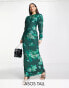 Фото #2 товара ASOS DESIGN Tall high neck maxi dress with green floral burnout print