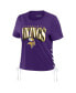 ფოტო #4 პროდუქტის Women's Purple Minnesota Vikings Lace Up Side Modest Cropped T-Shirt