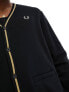 Фото #3 товара Fred Perry tipped pique texture cardigan in black