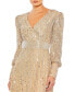 Фото #6 товара Women's Sequined Wrap Over Bishop Sleeve Gown