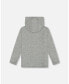 ფოტო #2 პროდუქტის Boy Super Soft Brushed Hooded T-Shirt With Pocket Dark Gray Mix - Toddler|Child