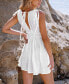 Фото #2 товара Women's White Plunging Smocked Waist Cover-Up Beach Dress