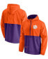 Фото #1 товара Men's Orange, Purple Clemson Tigers Thrill Seeker Half-Zip Hoodie Anorak Jacket
