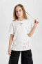 Kız Çocuk Snoopy Oversize Fit Kısa Kollu Tişört C1138A824SM