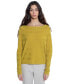 Фото #1 товара Women's 100% Pure Cashmere Horizontal Rib Boatneck Raglan Sweater