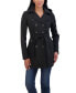 Women's Belted Double Breasted Soft Shell Trench Coat With Detachable Hood Черный, Small - фото #1