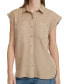 Фото #4 товара Petite Button-Front Cap-Sleeve Shirt