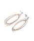Фото #2 товара 18K Rose Gold And White Gold Plated Elegant Sterling Silver Two-Tone Oval Earring