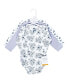 ფოტო #2 პროდუქტის Baby Girls Cotton Long-Sleeve Bodysuits, Blue Toile 3-Pack
