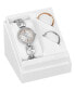 Women's Analog Silver-Tone Steel Watch 30mm and 3 Dial Rings Set