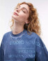 Фото #1 товара Topshop graphic studio sounds 1990 oversized tee in blue