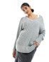 Weekday Farila oversized v neck ladder knit jumper in light grey Серый, XS - EU 34 - фото #1