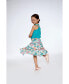 ფოტო #3 პროდუქტის Girl Long Crinkle Peasant Skirt Blue Printed Beach Hibiscus - Child