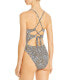 Фото #2 товара Aqua Swim 285047 Leopard Print Cutout One Piece Swimsuit Size XS