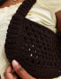 Фото #2 товара Mango mini shoulder crochet bag in dark brown