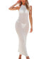 Фото #1 товара Women's White Knit Halterneck Sleeveless Maxi Beach Dress