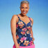 Lands' End Women's UPF 50 Floral Print Twist-Front Underwire Tankini Top -