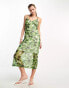 Noisy May mesh maxi dress in green floral