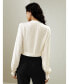 Фото #1 товара V Neck Collared Silk Shirt for Women