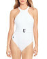 Фото #2 товара Polo Ralph Lauren 273485 Ribbed Solids High Neck Belted One-Piece, white, s